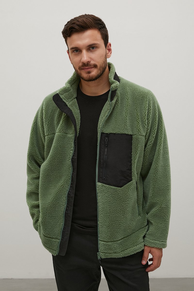 Флисовая толстовка с карманами, цвет Зеленый, артикул: FAC21027_2122. Купить в интернет-магазине FINN FLARE